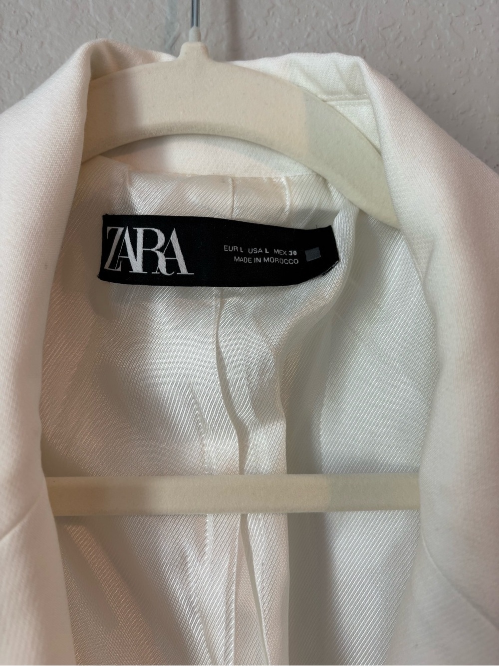 Zara White Single-Button Blazer Size Large - Picture 6 of 7